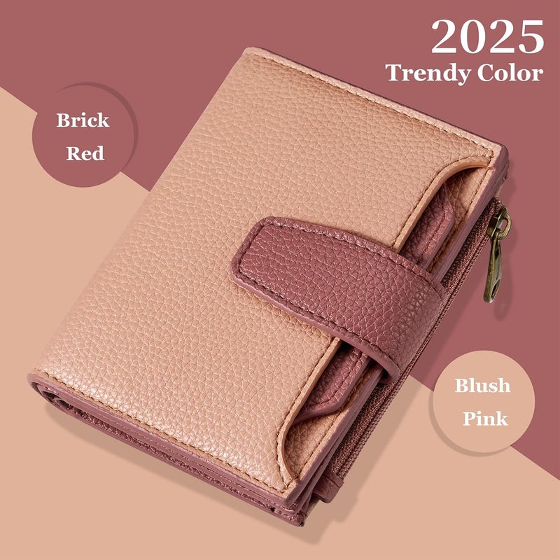 Airkit Small Wallet Women RFID Blocking Soft Leather Bifold Compact Card Holder Wallet for Women with Zipper Coin Pocket 4 ID Window - Image 3